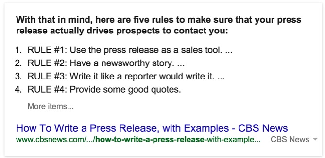 Featured Snippet Answers How To Write a Press Release - CBS News