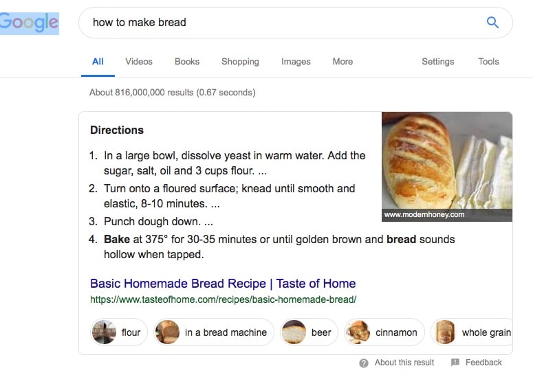 Google Search How to Make Bread