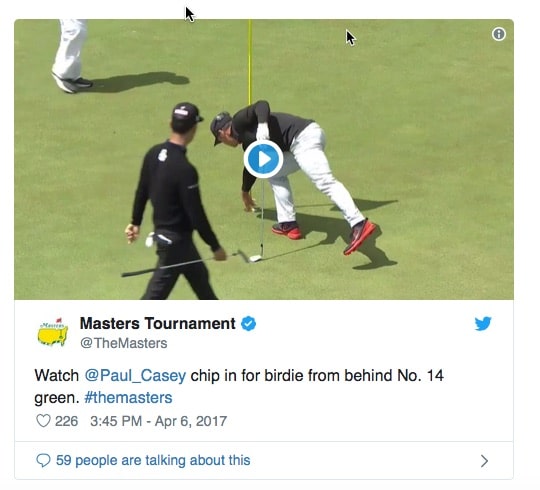 alt="Watch Paul Casey chip in for birdie from behind No. 14 green. #themasters"