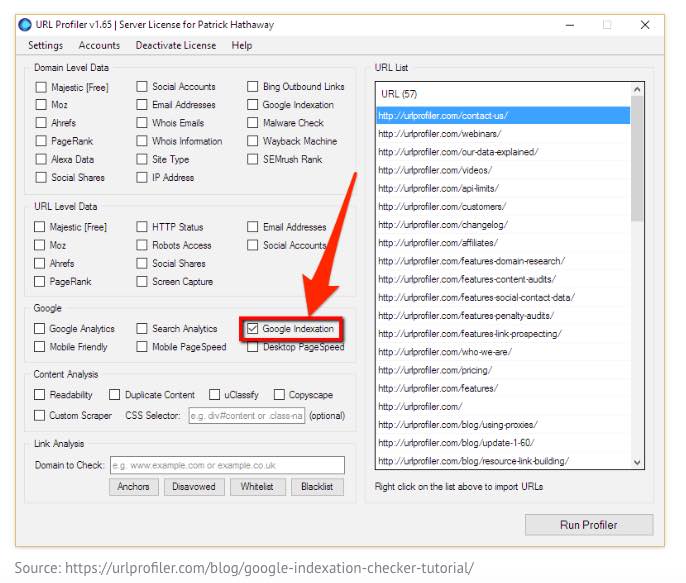 Export the report, then paste all the URLs into URL Profiler and run a Google Indexation check