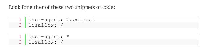 Google Robots Look for either of these two snippets of code