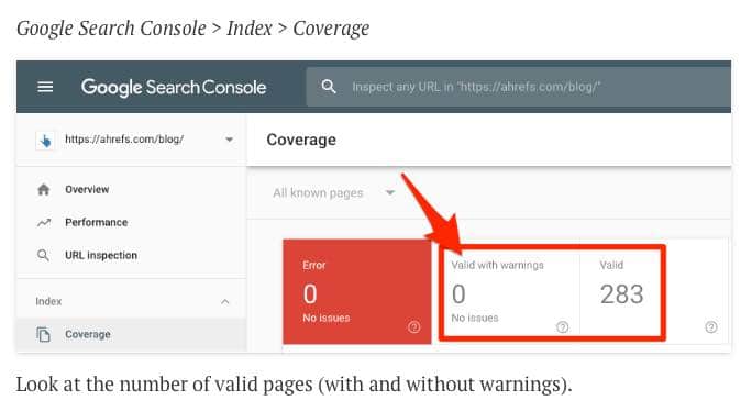 Google Search Console Go to Index Go to Coverage