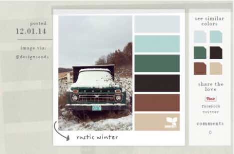 Design Seeds showcases color palettes in a photo so you can see how they look together